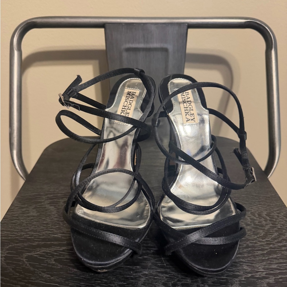 Badgley Mischka Black Strappy Heels - Picture 3 of 12
